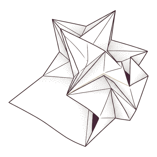 A flat sheet folded into a faceted, self-supporting form